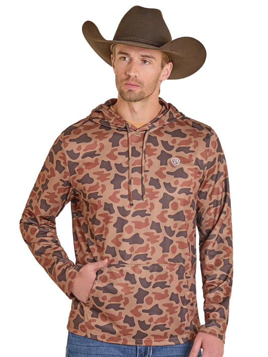 Rock & Roll Men's Camel Camo Performance Mesh Hoodie