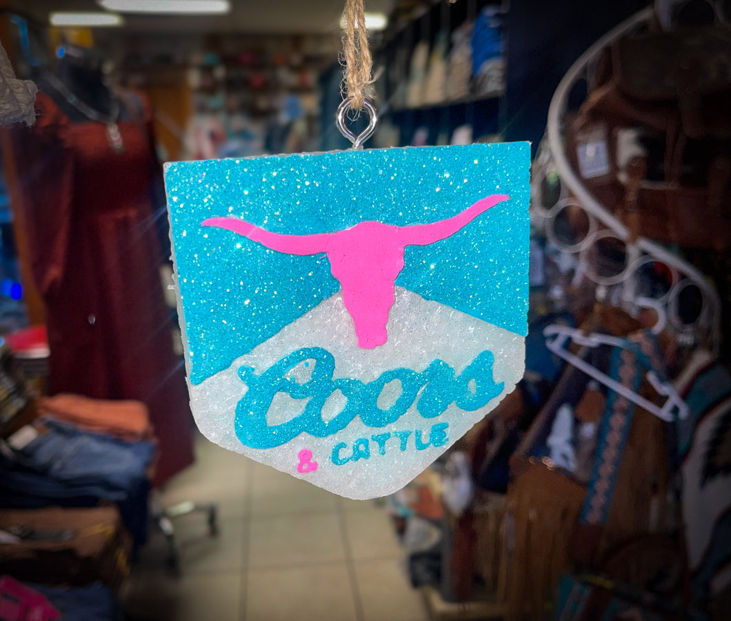 Turquoise & Pink Coors and Cattle Freshie