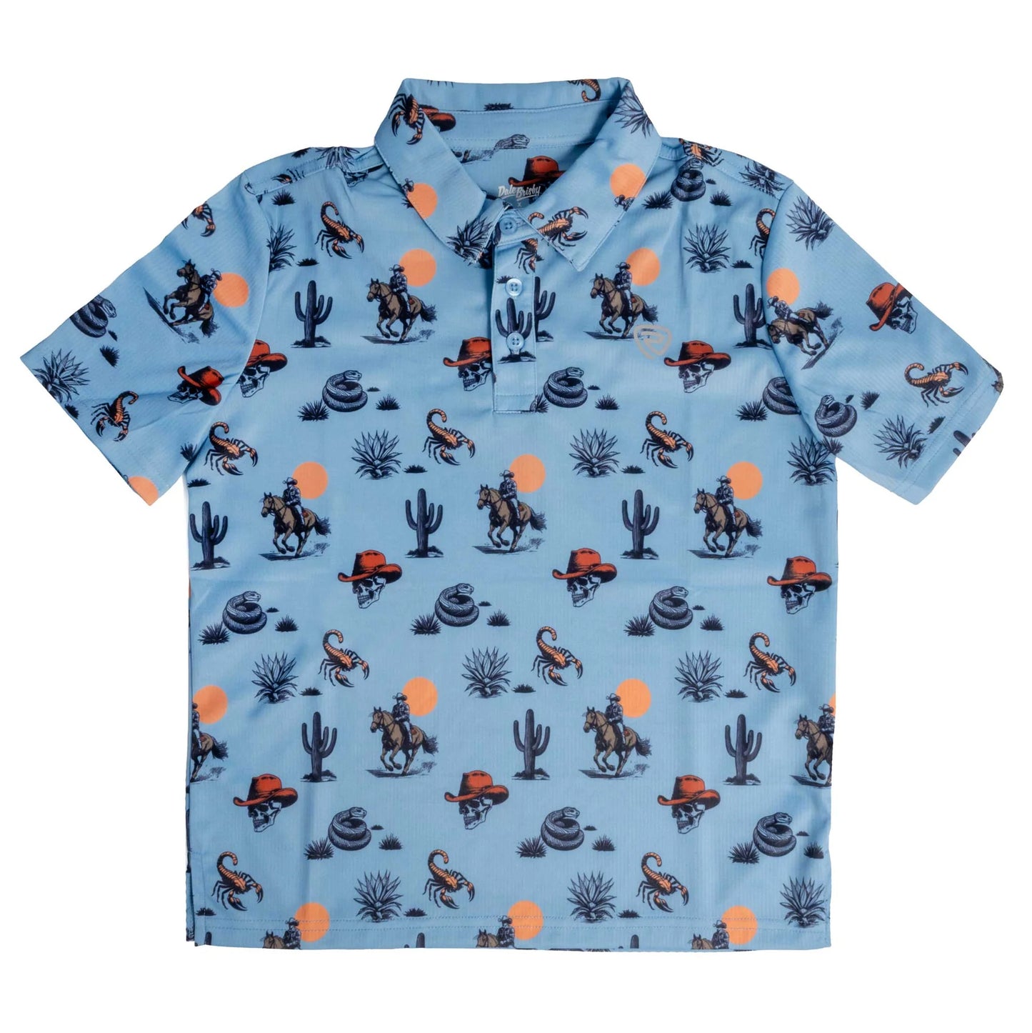 Rock & Roll Denim Boy's Blue Desert Print Polo Shirt