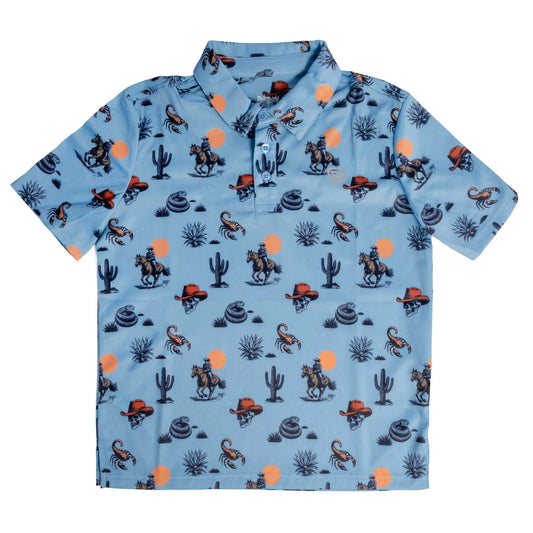 Rock & Roll Denim Boy's Blue Desert Print Polo Shirt✅
