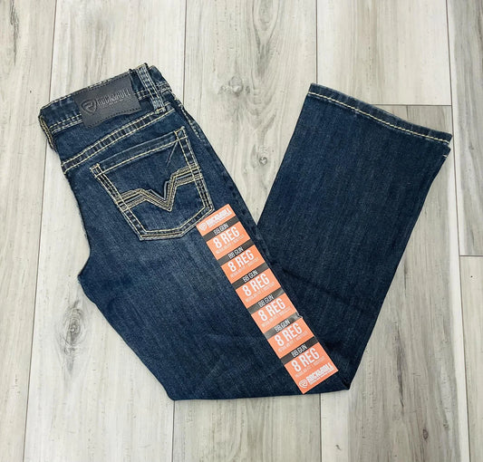 ROCK & ROLL BOY’S ROPE STITCH EMB DARK VINTAGE BOOT CUT 👖