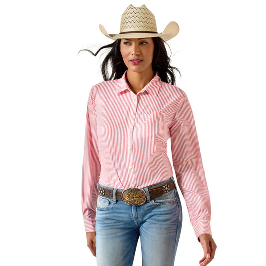 Ariat Ladies Kirby Pro Sun Kissed Coral Stripe Button Down Shirt