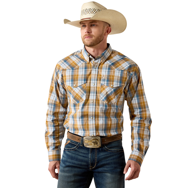 ARIAT PRO TIANGO GOLDEN BROWN PLAID - MENS SHIRT