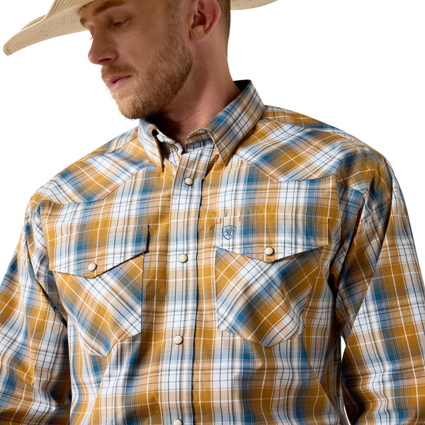 ARIAT PRO TIANGO GOLDEN BROWN PLAID - MENS SHIRT