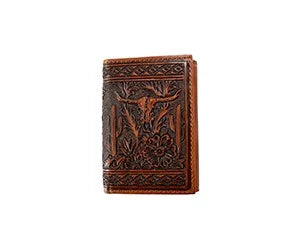 Nocona N500051602 Trifold Wallet Floral Longhorn Embossed✅