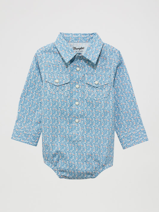 WRANGLER BABY BOY BODYSUIT BLUE PRINT - KIDS BOYS SHIRT✅