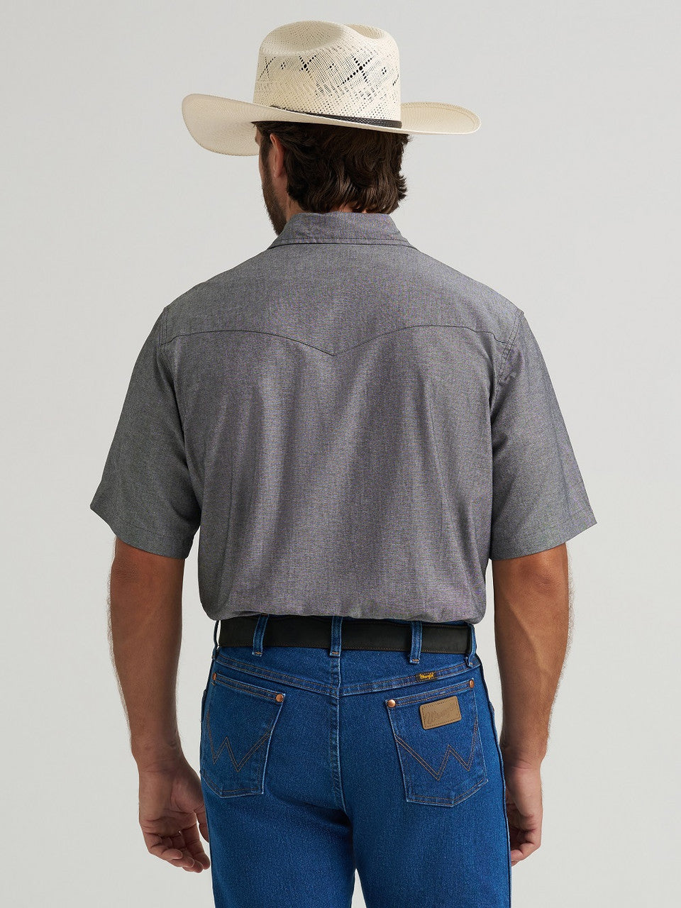 WRANGLER CHAMBRAY WORKSHIRT CHARCOAL - MENS SHIRT - 112374841