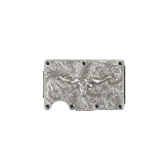 SILVER SCROLL WITH LONG HORNS WALLET BY 3D D250008765