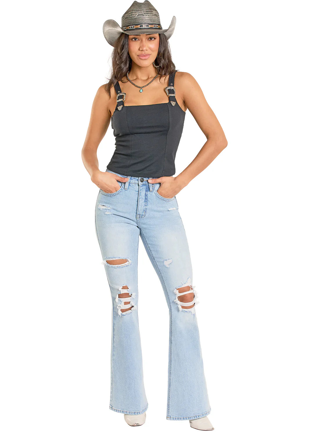 Women Rock&Roll Buckle Tank Black BW20T08084