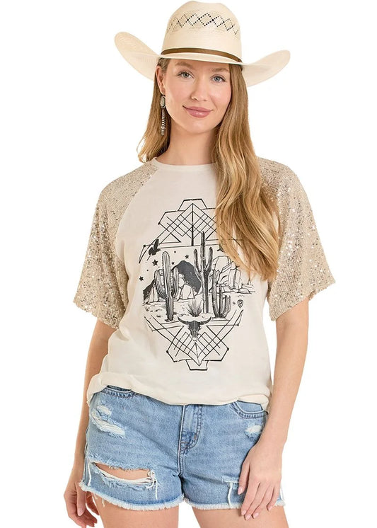 ROCK&ROLL BW21T08426 Women's Oversized Tee Natural