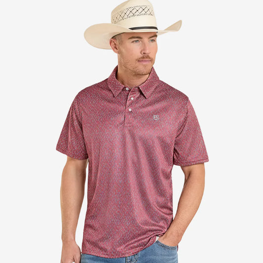 Rock & Roll TM51T08292 Mens SS Polo Snap Red