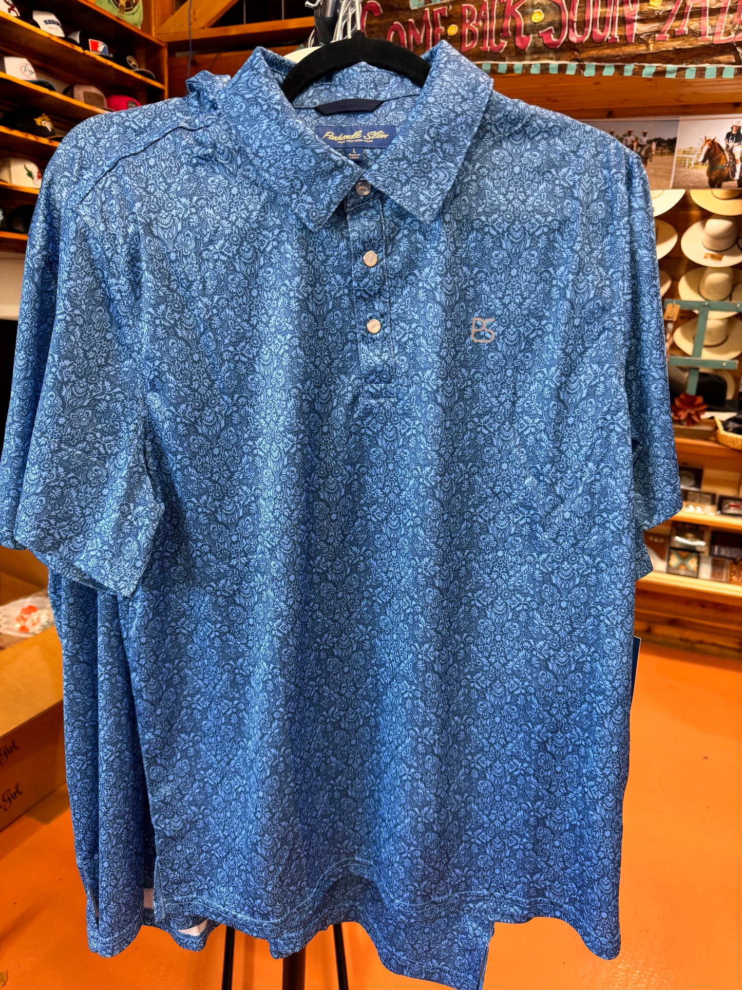 R&R blue flower polo snap☑️