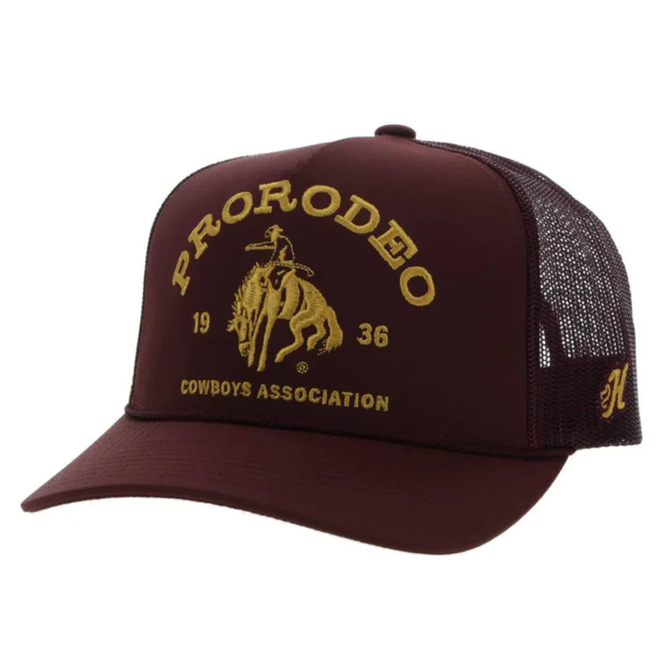 PRCA MAROON 5-PANEL TRUCKER WITH GOLD LOGO 🧢✅