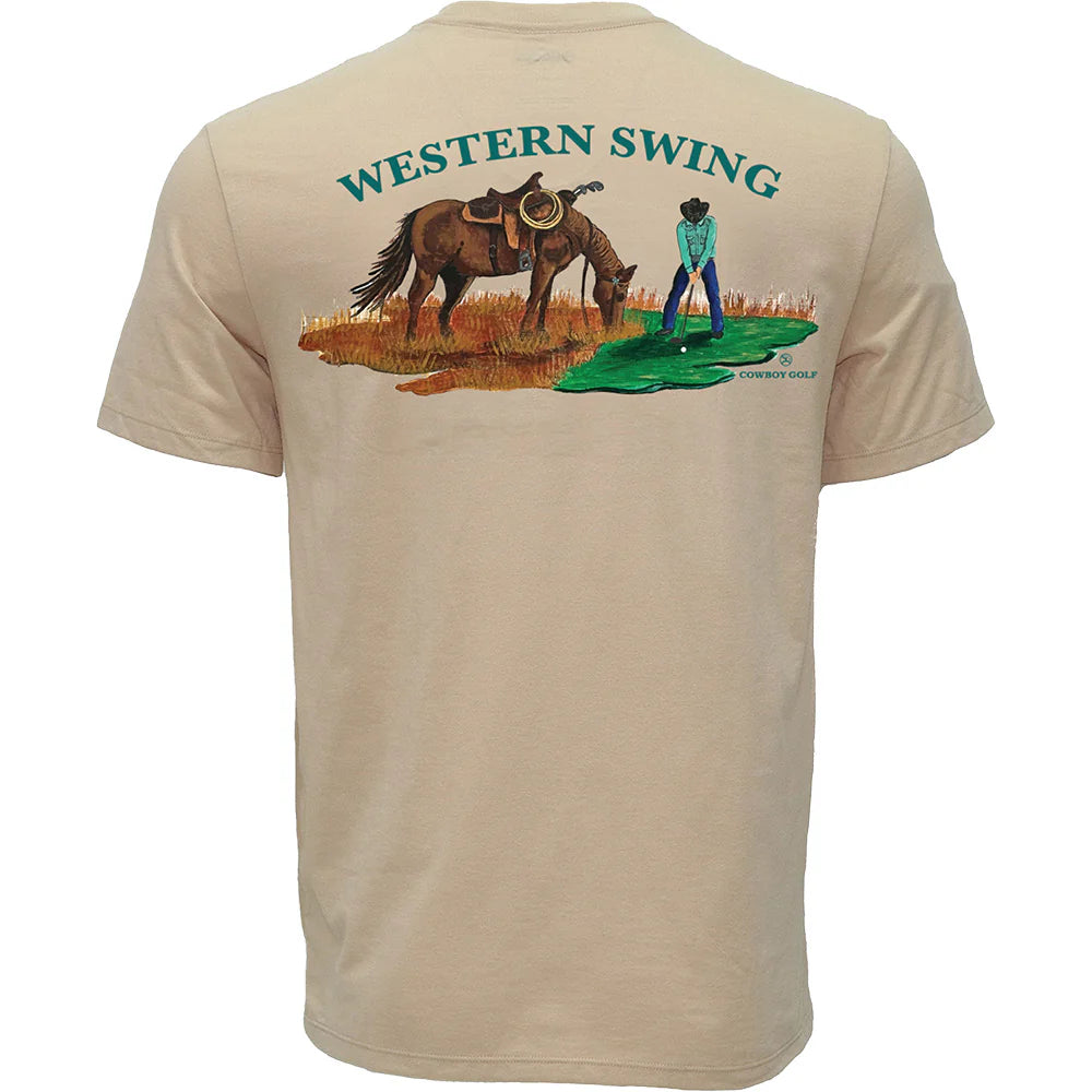 WESTERN SWING" TAN COWBOY GOLF T-SHIRT👕