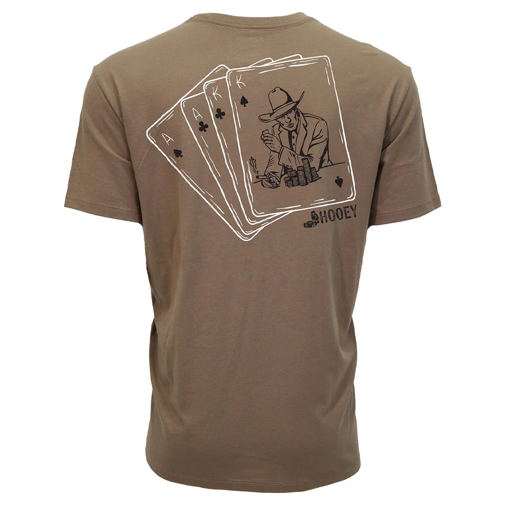GAMBLER" T-SHIRT BROWN W/BLACK & WHITE CARD LOGO👕