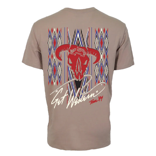 BAD COMPANY T-SHIRT TAN W/MULTI-COLOR LOGO👕