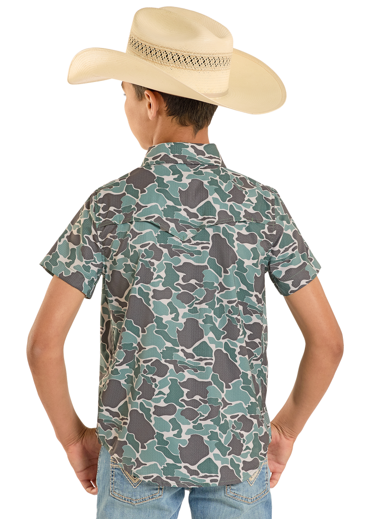 BBN3S08395 BOYS OLIVE CAMO TEK WESTERN✅