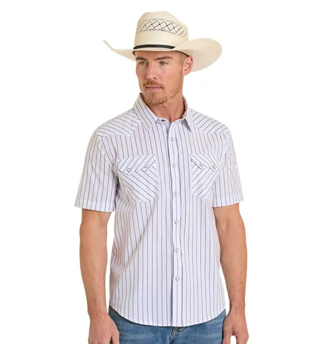 Panhandle Men's Short Sleeve Snap Shirt - Navy☑️