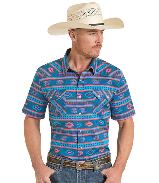 Rock & Roll Men’s PMN3S08153 TEAL SS SNAP