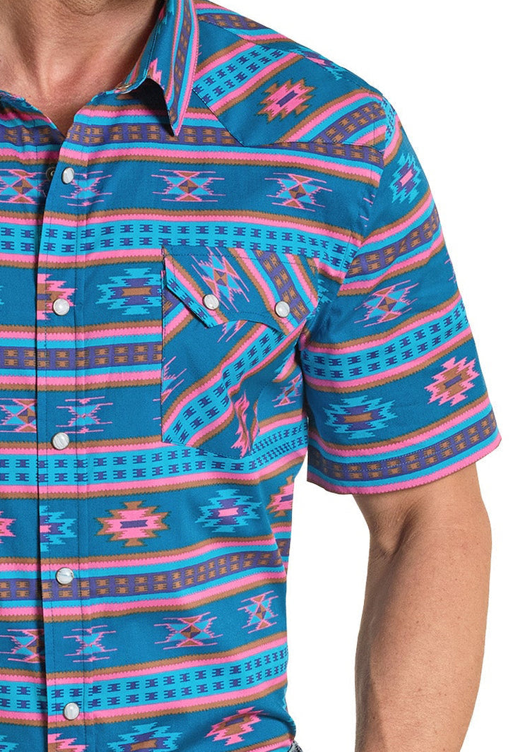 Rock & Roll Men’s PMN3S08153 TEAL SS SNAP