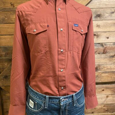 Wrangler Performance Pearl Snap- Burnt Red
