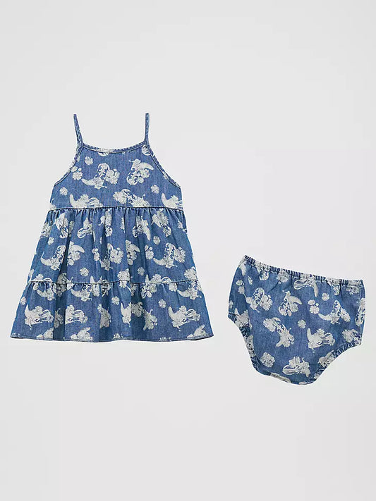 Wrangler Baby Denim Boots and Flowers Dress✅