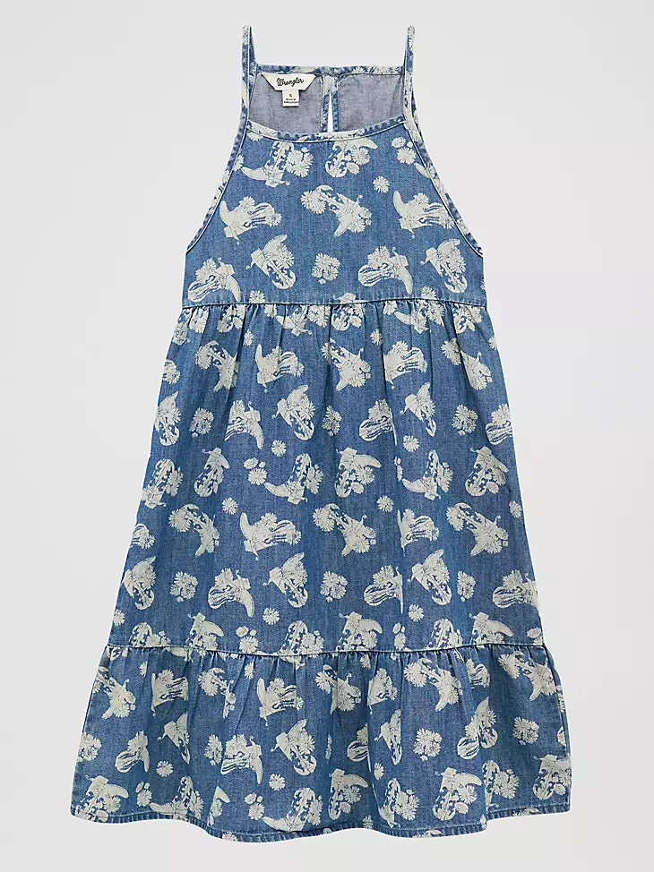 Wrangler Girl’s Denim Boots and Flowers Dress