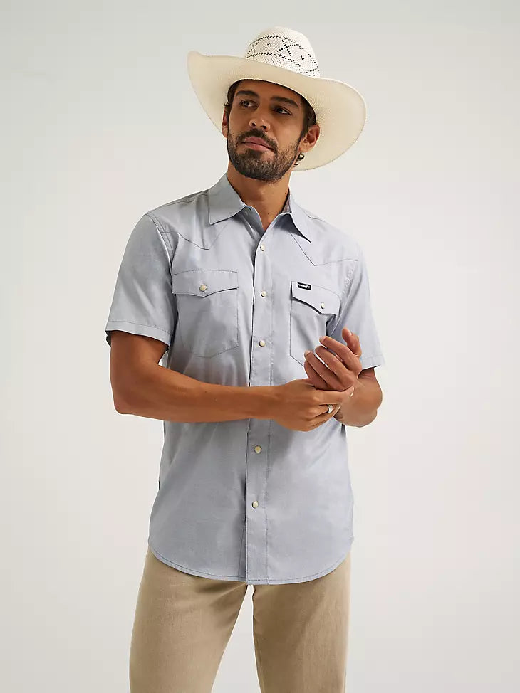 WRANGLER ALL TERRAIN GEAR DROVER SHORT SLEEVE UTILITY SHIRT -Bering Sea 112375154☑️