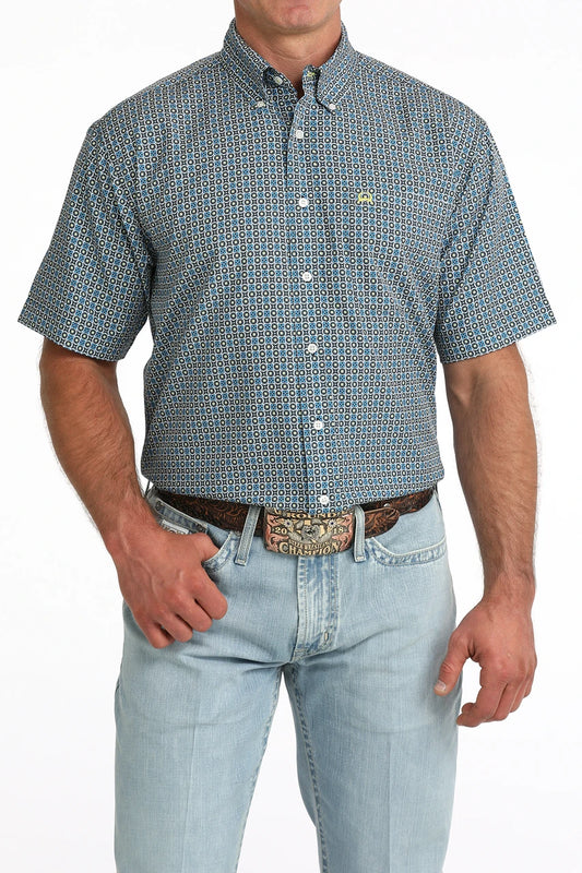 CINCH ARENAFLEX BLUE GEOMETRIC PRINT - MENS SHIRT - MTW1704167