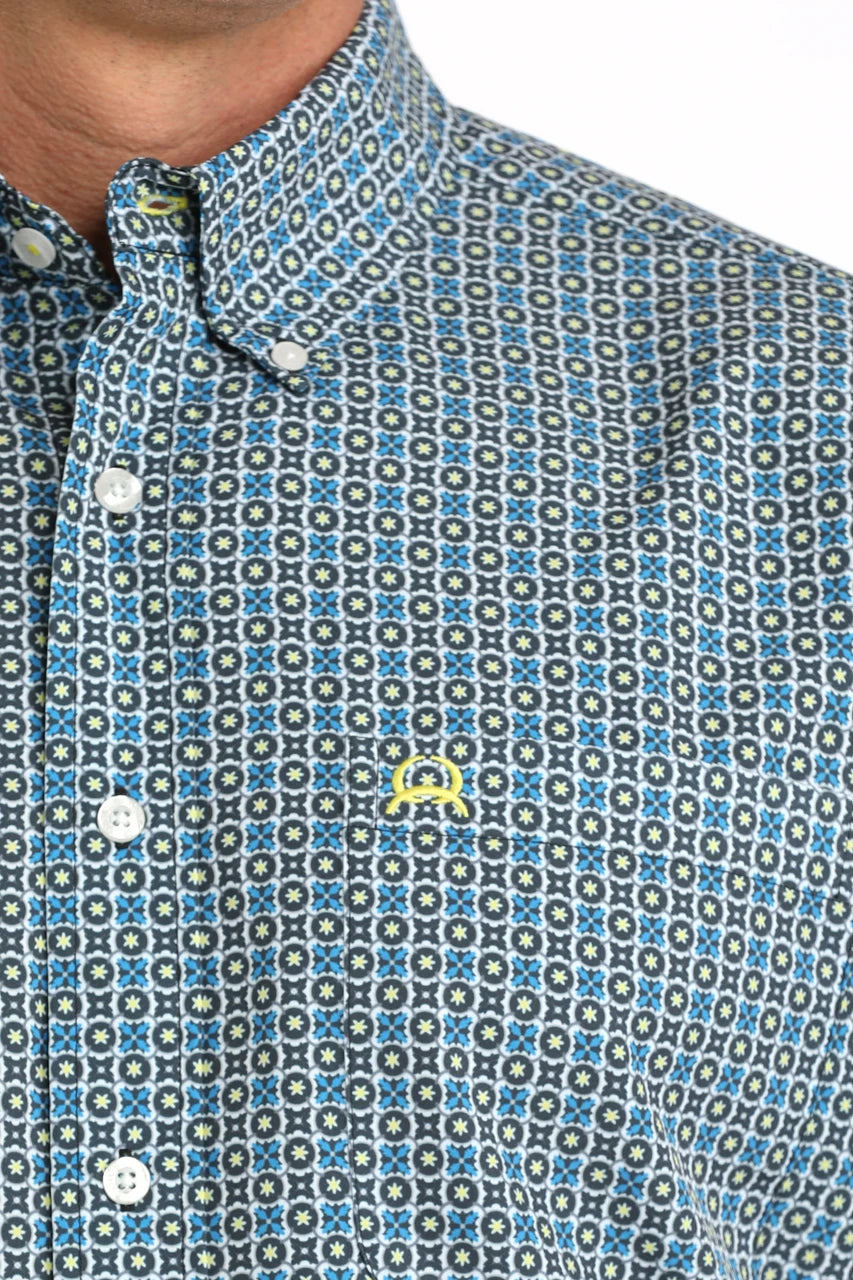 CINCH ARENAFLEX BLUE GEOMETRIC PRINT - MENS SHIRT - MTW1704167