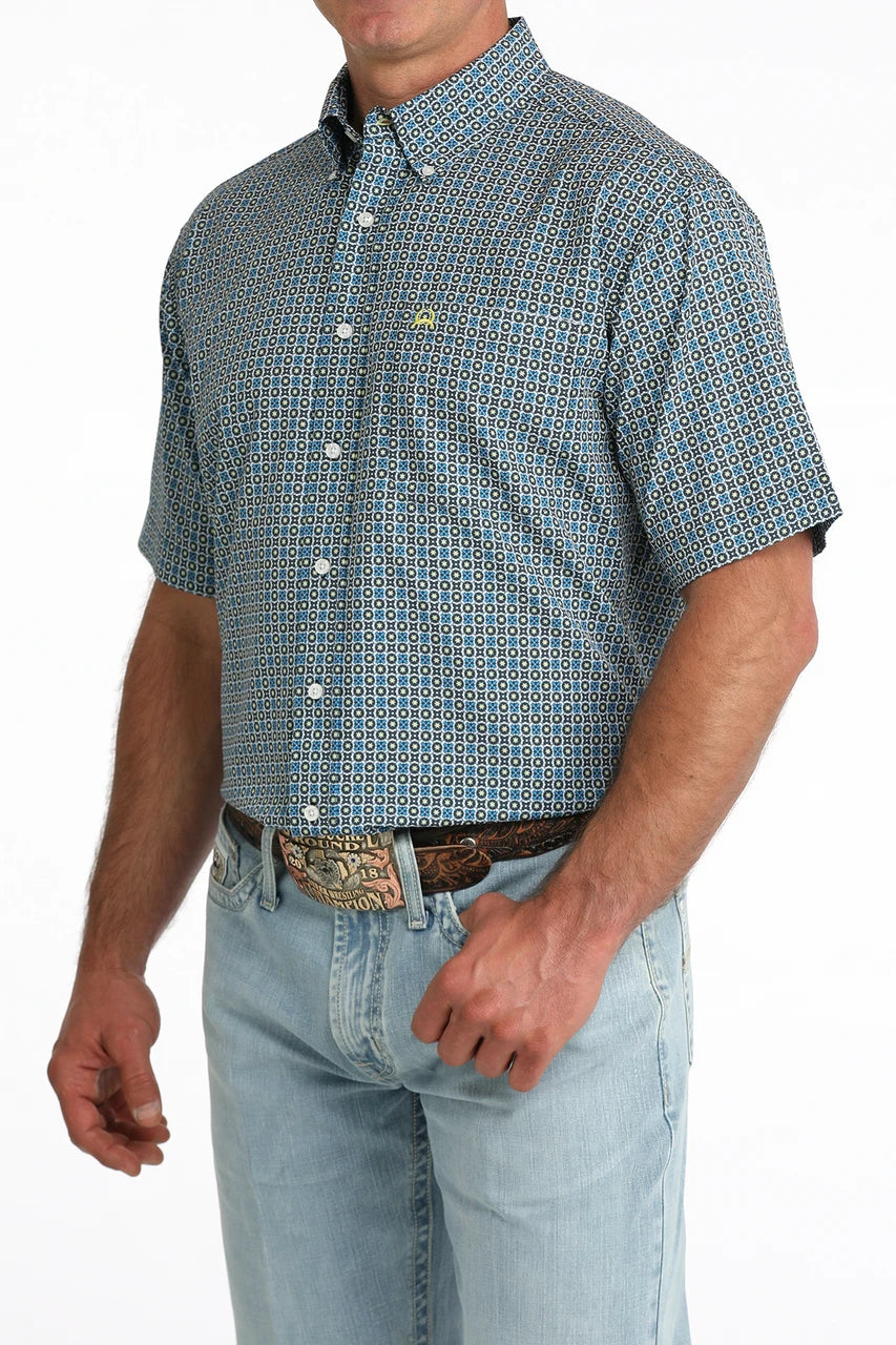 CINCH ARENAFLEX BLUE GEOMETRIC PRINT - MENS SHIRT - MTW1704167