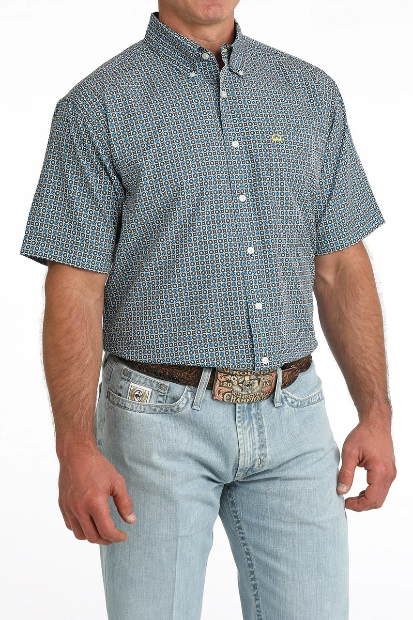 CINCH ARENAFLEX BLUE GEOMETRIC PRINT - MENS SHIRT - MTW1704167