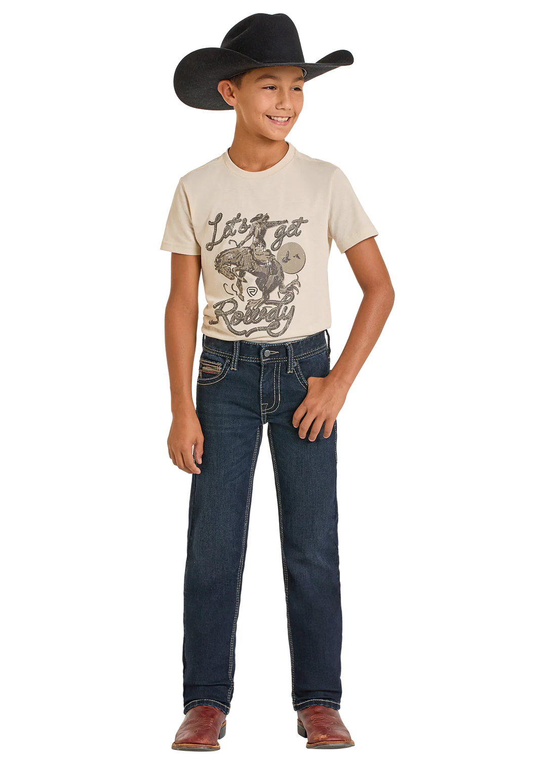 Rock & Roll Boy’s Slim Flit Revolver Jeans (Tri color Emb denim)