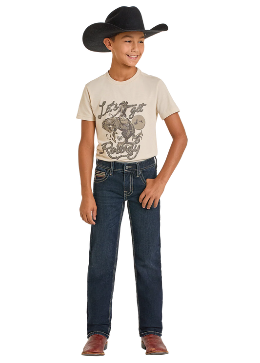 Rock & Roll Boy’s Slim Flit Revolver Jeans (Tri color Emb denim)