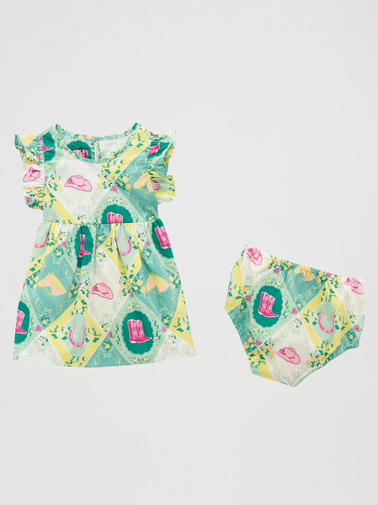 WRANGLER BABY GIRL DRESS GREEN PRINT - KIDS GIRLS OTHER - 112379471✅