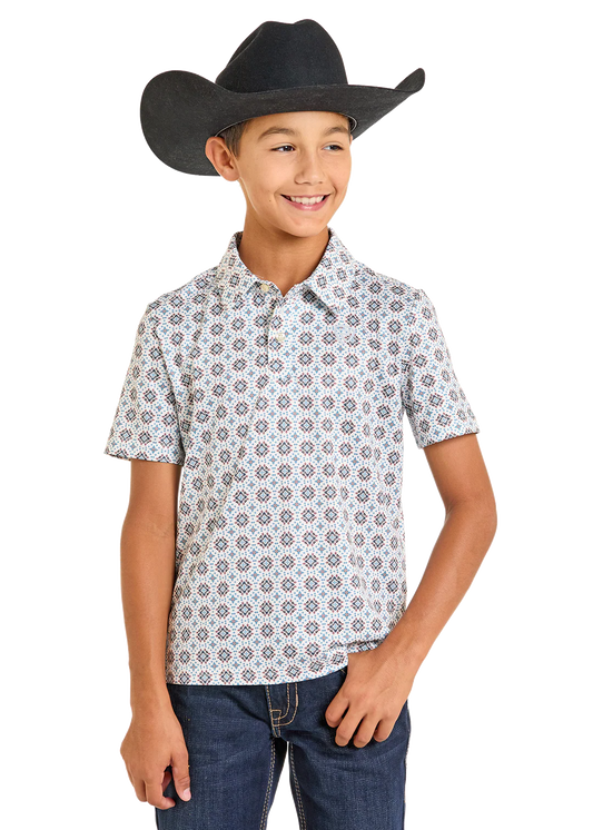 Boy’s R&R Beige Medallion Polo