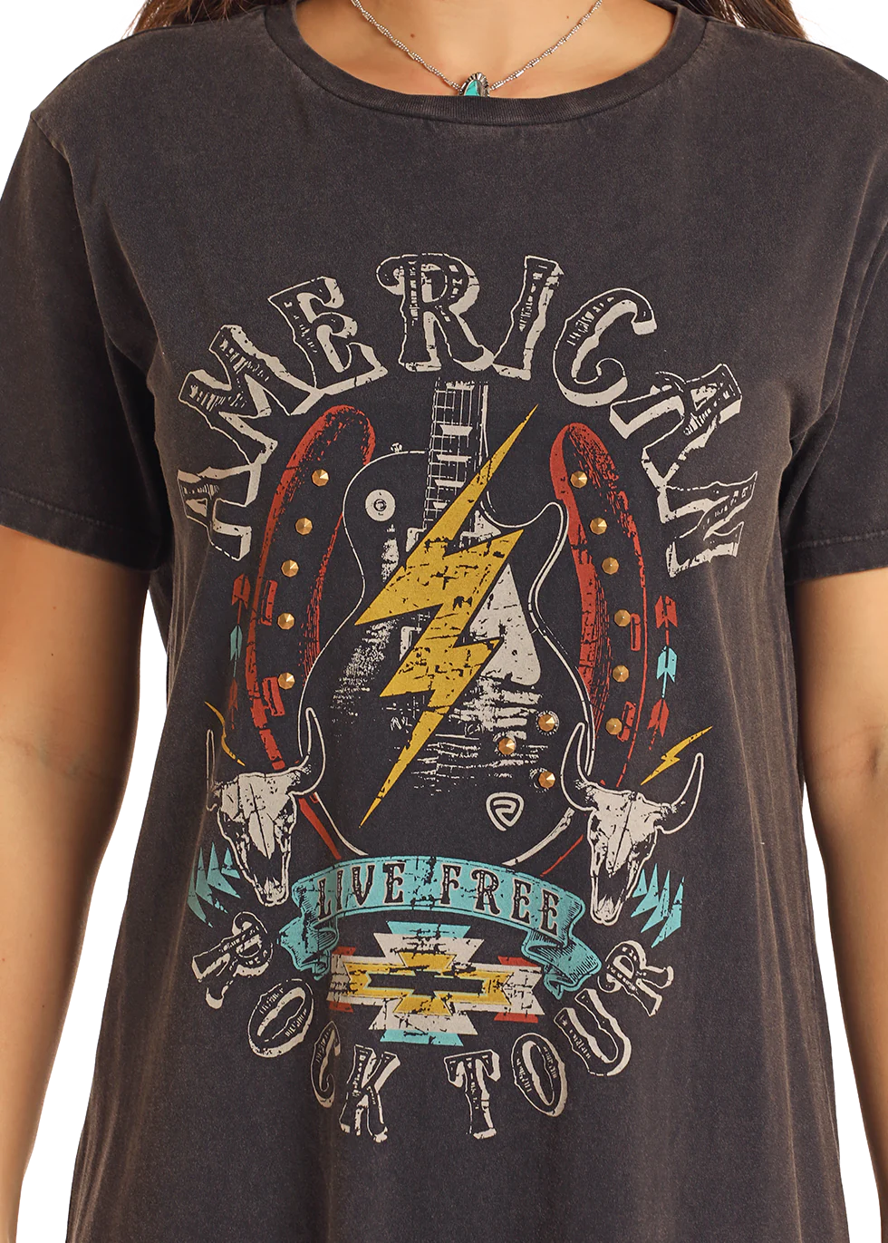 Rock&Roll Denim American Tour T-shirt Dress- Black