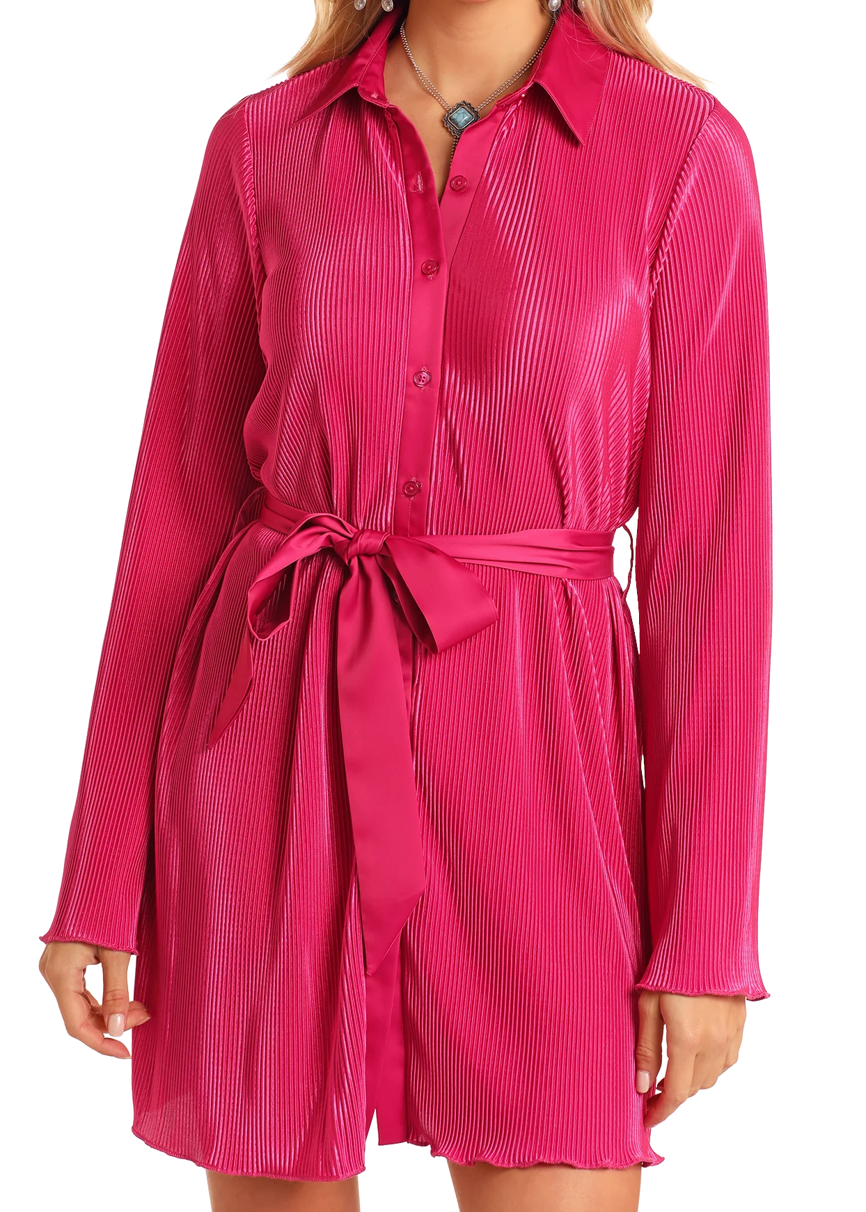R&R Women’s Fuchsia Frill Dress