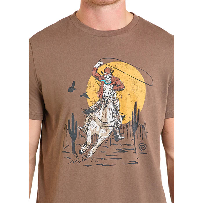 Rock&Roll Men's Bronc Rider Skeleton Tee