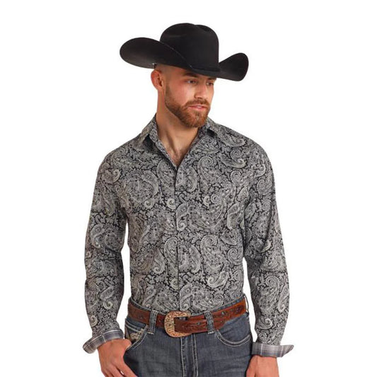 Men’s R&R Black Paisley L/s