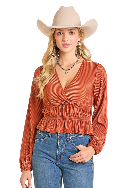 R&R Scarlett Plisse Blouse