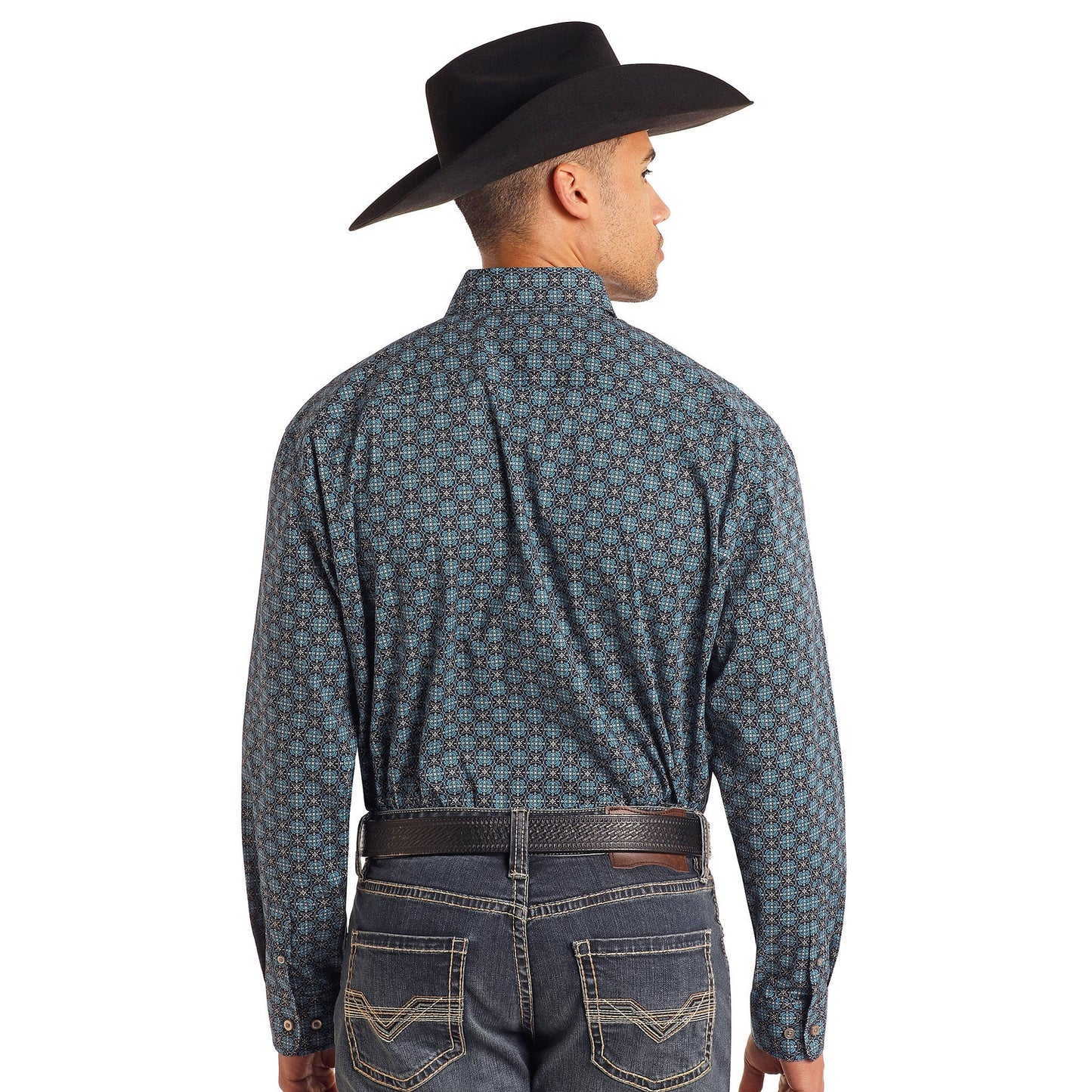R&R Men’s Blue Medallion L/S Button-up