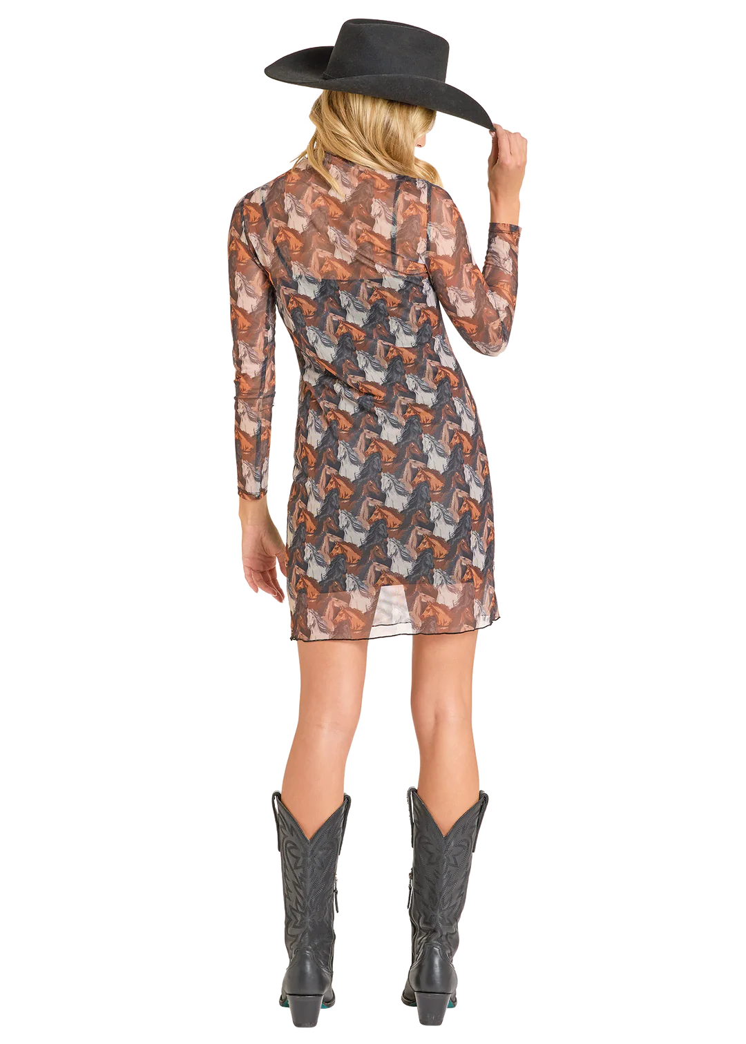 Rock & Roll Horse Print Mesh Dress