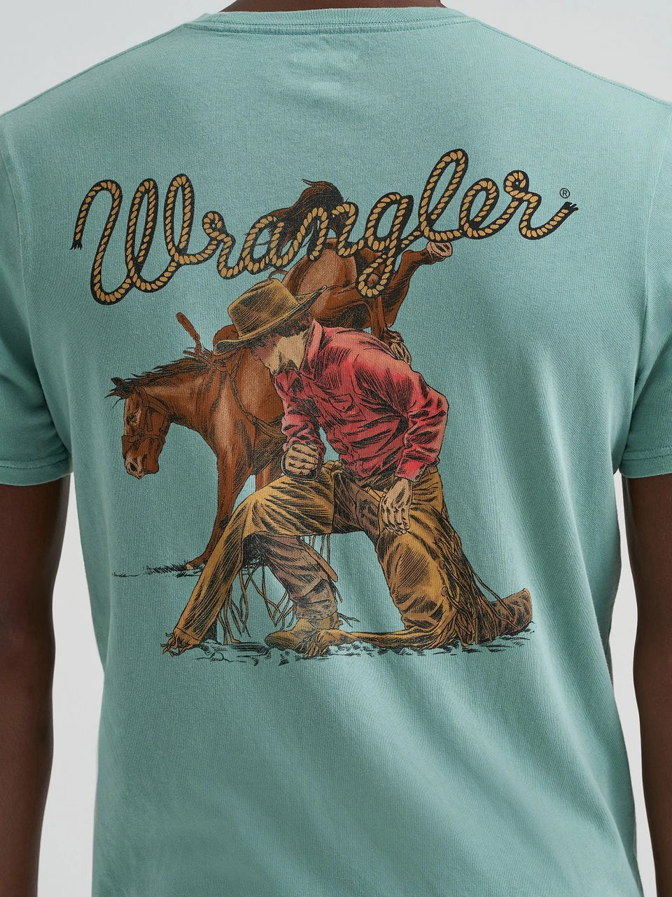 WRANGLER OIL BLUE COWBOY PRINT - MENS TEE - 112375739