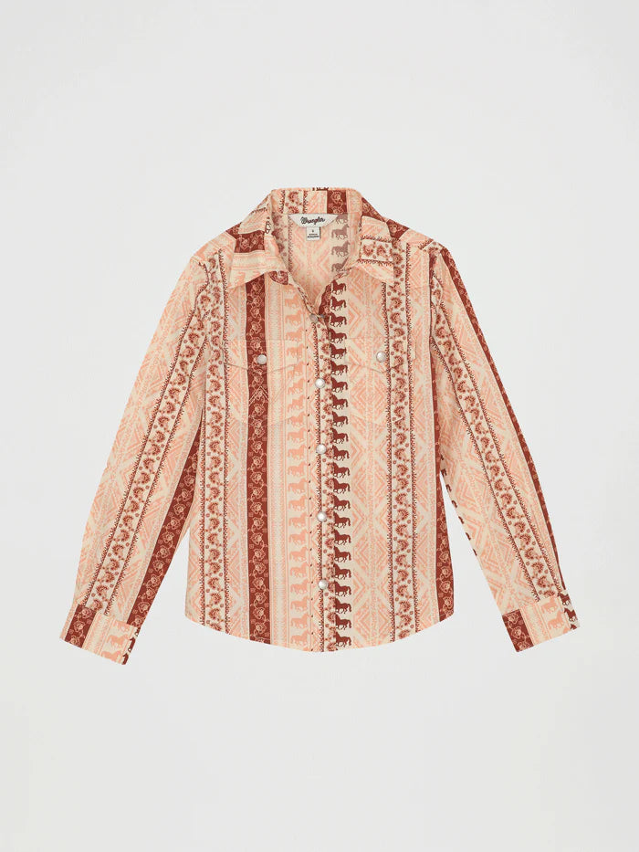 Wrangler Girls Snap Checotah Pink Long Sleeve