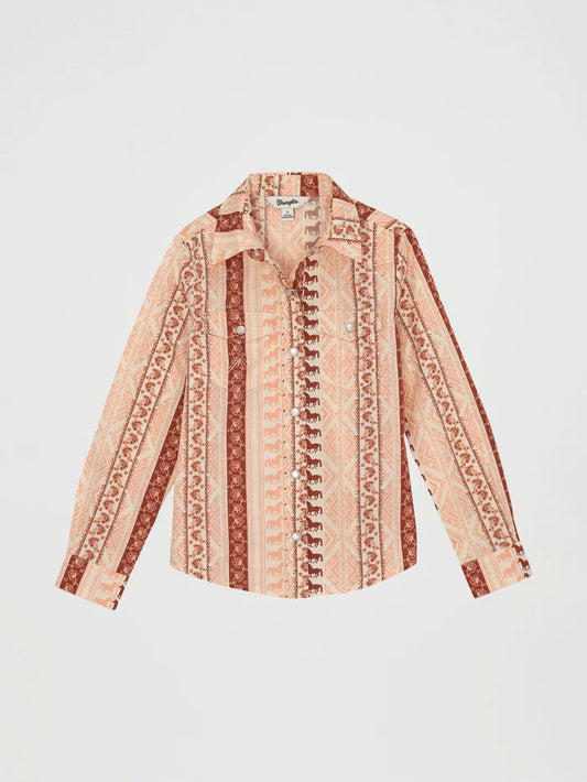 Wrangler Girls Snap Checotah Pink Long Sleeve