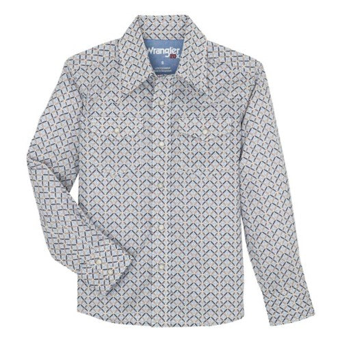 Wrangler Boys 20x Blue Pyramid Long Sleeve