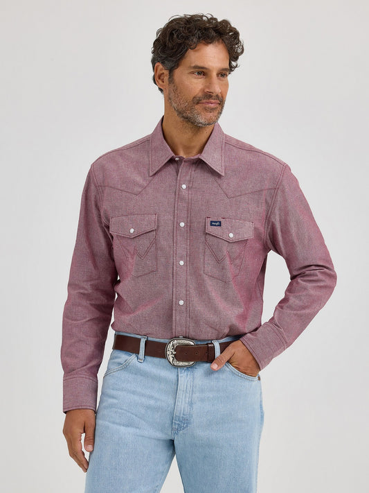 WRANGLER CLASSIC FIT BROWN CHAMBRAY