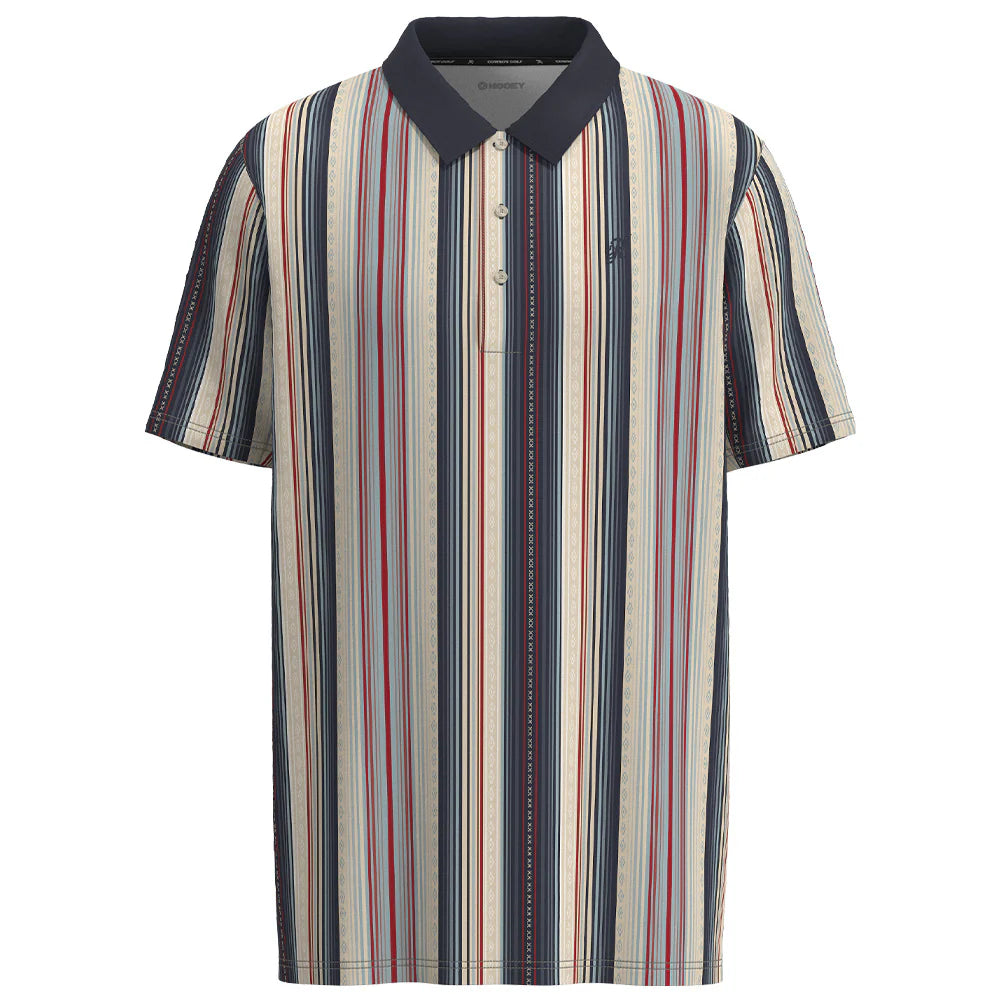Hooey THE WEEKENDER" POLO GREY W/RED & BLUE STRIPES HP2601NVST✅