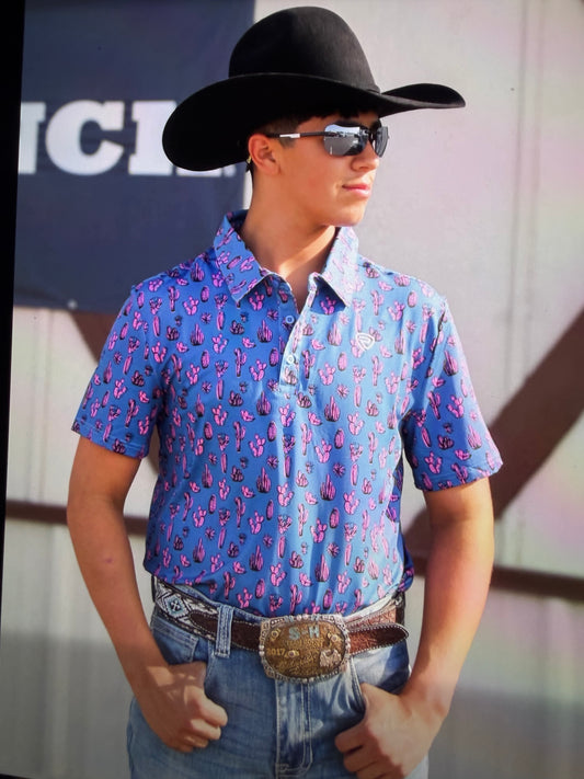 Rock & Roll Men’s Pink Picture Cactus Polo👕